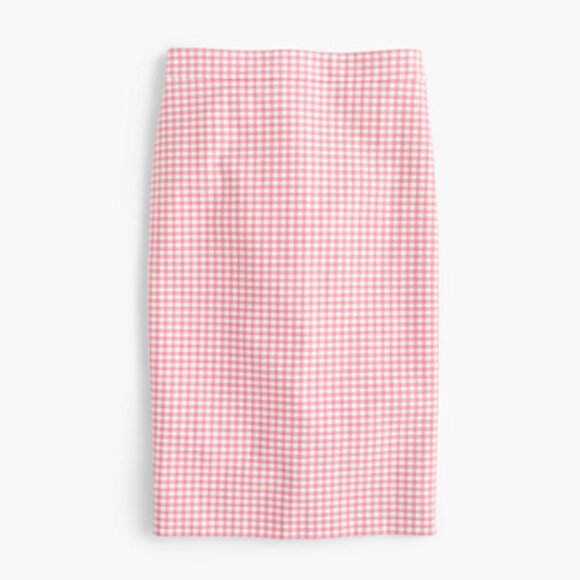 J.Crew No.2 Pencil Skirt - Gingham Pink/White, Size 0 - Picture 1 of 6